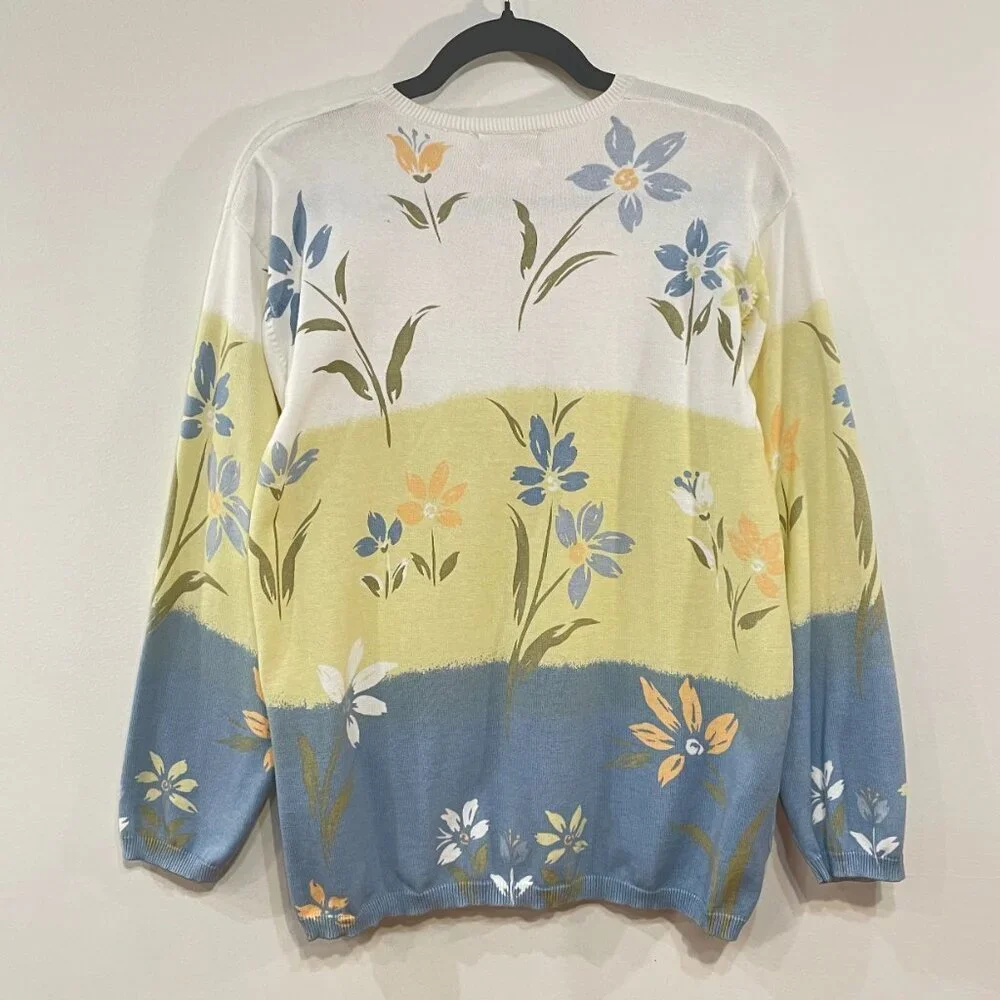Vintage 100% Cotton Cottagecore Floral Cardigan Susan Bristol M